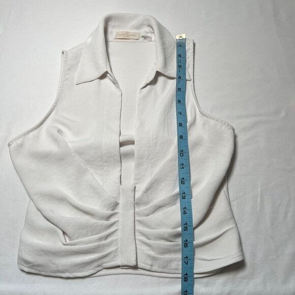 Ramy Brook Spencer Plunging V-Neck Sleeveless Collared Crop Top Ivory Button XS - Picture 6 of 12